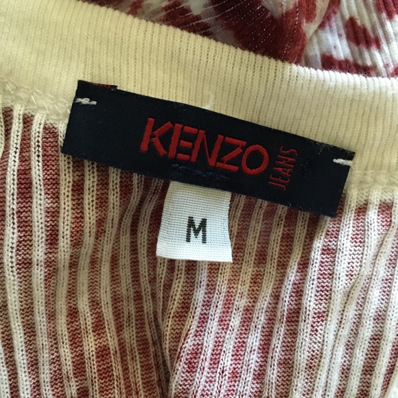 KENZO Burgundy + White Tie Front Cotton Tank M - Picture 4 of 5